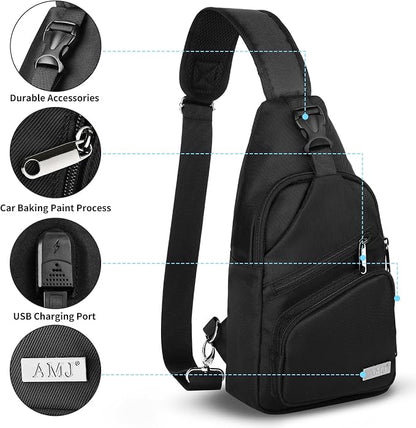 AMJ Crossbody Sling Bag Men Women, Casual Shoulder Backpack, Chest Daypack - Image 3