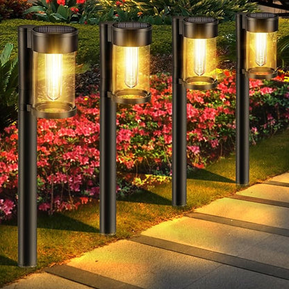 Mancra Solar Pathway Lights Outdoor, 10 Pack Metal & Glass Solar Lights Outdoor - Image 7