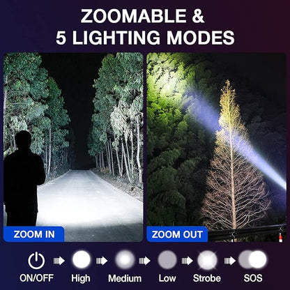 RECHOO Tactical Flashlight 4 Pack, Bright Zoomable LED Flashlight - Image 2