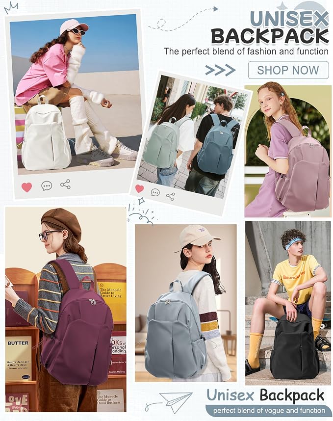SEAFEW Small Blue Backpack for School Women Girls, Waterproof Bookbag Cute High - Image 8