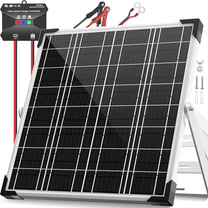 Voltset 12V Solar Battery Charger - 20W Waterproof Solar Panel Kit - Trickle by Voltset