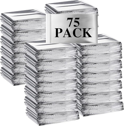 Macarrie 75 Pack Emergency Foil Thermal Blankets Silver Foil Survival Space by Macarrie