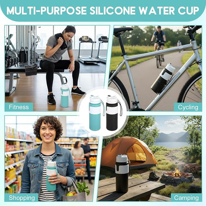 LemonRoad 2 Pcs 26 oz Silicone Collapsible Water Bottle, Portable Foldable - Image 6