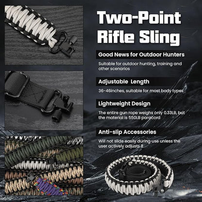 Double Braide 550LB Shotgun Sling 2 Point Paracord Rifle Sling, Non-Slip - Image 3