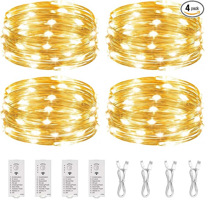 HXWEIYE Rechargeable Fairy Lights Battery Operated, DIY Timer & 8 Modes by LightUpYourHomewHXWEIYE