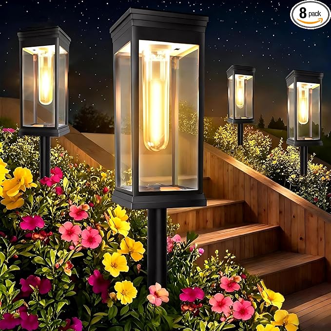 8 Pack Solar Pathway Lights Outdoor, IP65 Waterproof by SolarPathwayLights
