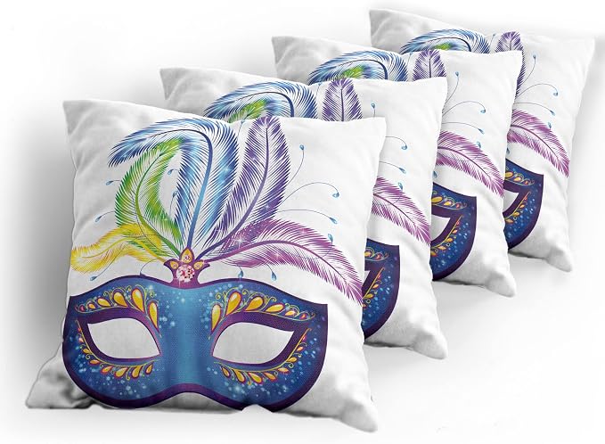Ambesonne Mardi Gras Throw Pillow Cushion Case Pack of 4, Modern Accent - Image 5
