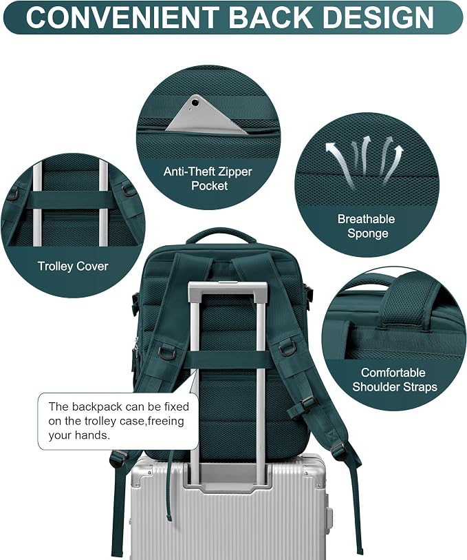 WONHOX Large Travel Backpack Carry on Flight Approved Laptop Work Business - Image 5