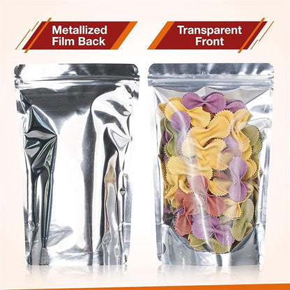 BELLE KR® Mylar Bags for Food Storage- Pack Of 100 Resealable Mylar Ziplock Bag - Image 2
