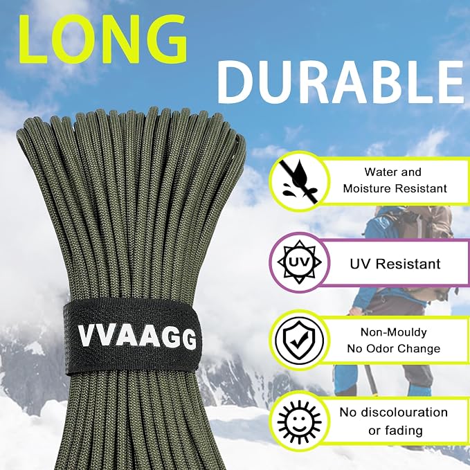 VVAAGG 1000 Paracord Rope, 50ft 12 Strand Parachute Cord - Image 4