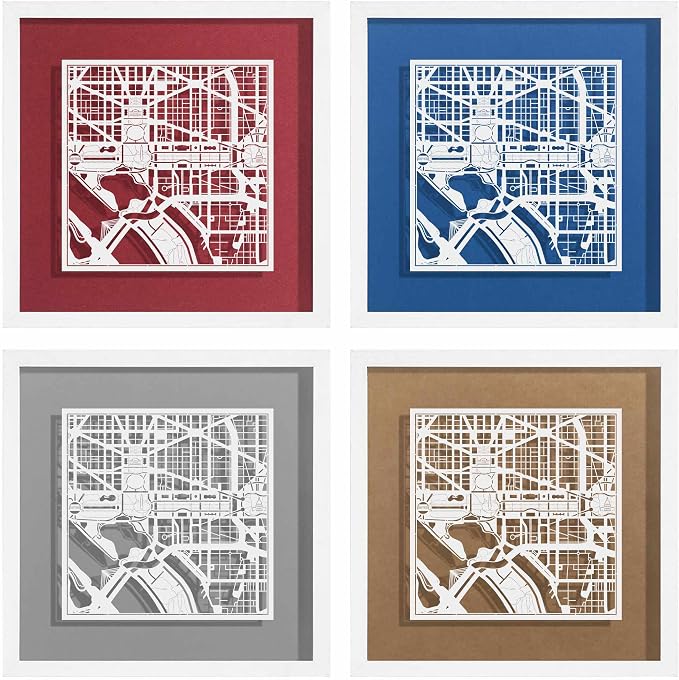O3 Design Studio Washington D.C. Cut Map Framed, 9x9 inches, Paper Cutting Art - Image 3