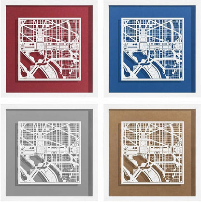 O3 Design Studio Washington D.C. Cut Map Framed, 9x9 inches, Paper Cutting Art - Image 3