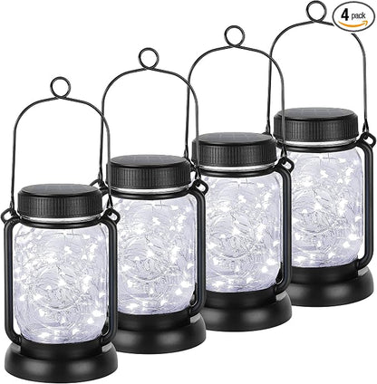 Mlambert Cool White 4 Pack Solar Hanging Mason Jar Lights by Mlambert