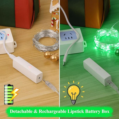 Lakumu Fairy Lights Battery Operated St. Patrick's Day, Rechargeable Copper - Image 5