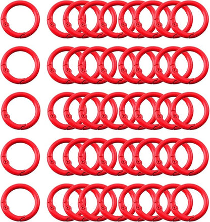 Carabiner Clip 48Pcs Red Metal Key Ring Clip Circle Keychain Rings Bulk Spring by KJMLDIY