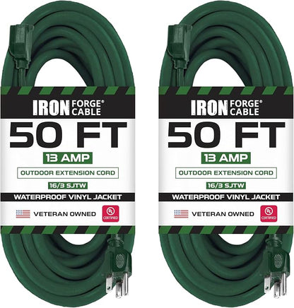 Iron Forge Cable 2 Pack Weatherproof 50 Ft Outdoor Extension Cord by IronForgeCable