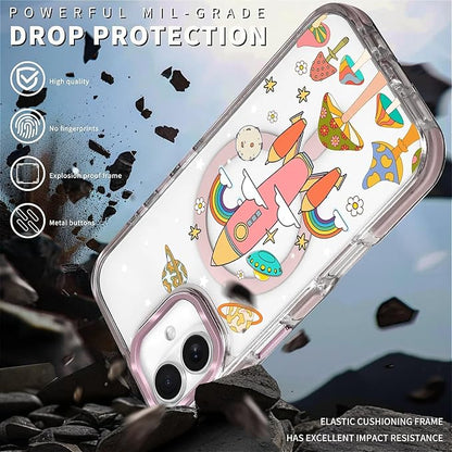 Case for iPhone 16 Plus, Spaceship Mushroom Phone Case Design，for Women Girls - Image 5