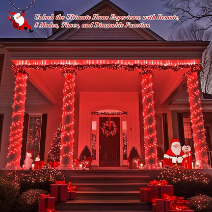 JMEXSUSS 400 LED Red Christmas Lights Indoor Outdoor, 132ft String Lights Plug - Image 3
