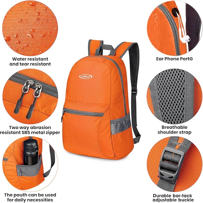 G4Free 20L Lightweight Packable Backpack Travel Hiking Daypack Foldable Backpack - Image 3