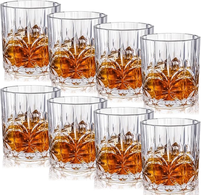8 Sets Plastic Whiskey Glasses 14 oz Unbreakable Whiskey Drinking Glasses Old by Unknown