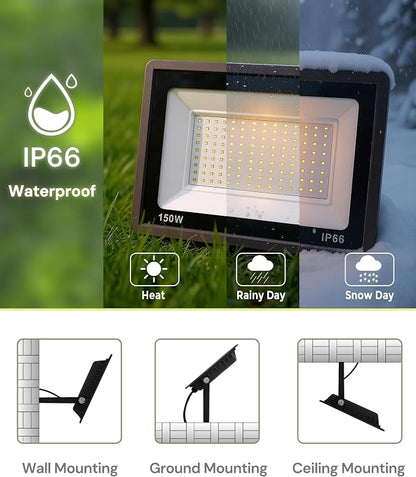 L LOHAS LED Flood Lights Outdoor, 150W Dusk to Dawn Outdoor Lighting, IP66 - Image 5