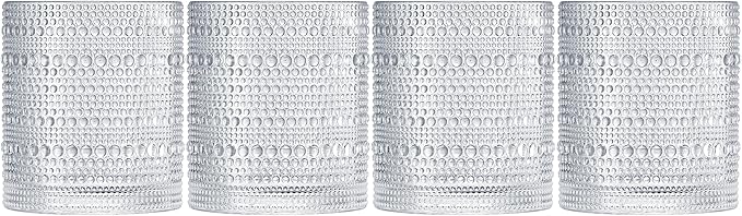Khen Plastic Hobnail Drinking Glasses Set of 4 Clear Cups 14oz, Shatterproof & - Image 5