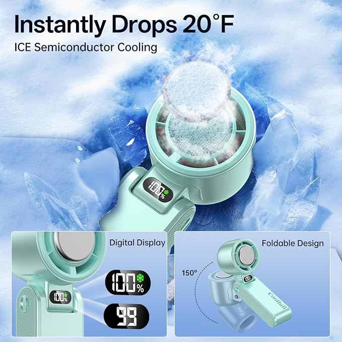 Handheld Portable Fan with Ice Cooler: 199-Speed 5500mAh Rechargeable Handheld - Image 2