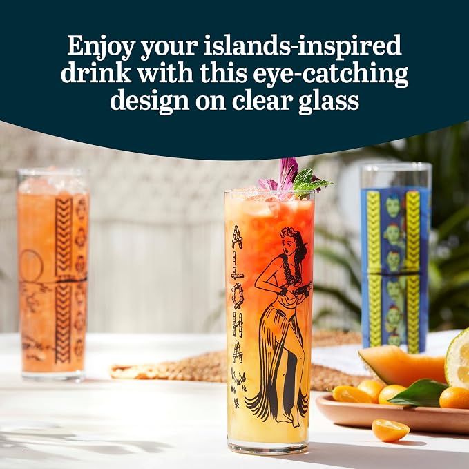 Libbey Zombie Clear Glass Tumbler Set, Vintage-Style Tiki Drinking Glasses Set - Image 3