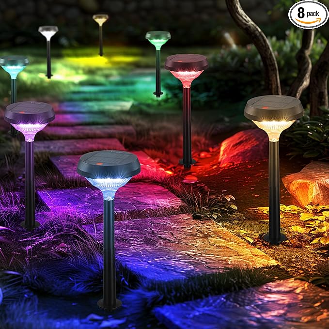 Linkind Solar Pathway Lights 8 Pack, Color Changing Solar Lights Outdoor by Linkind