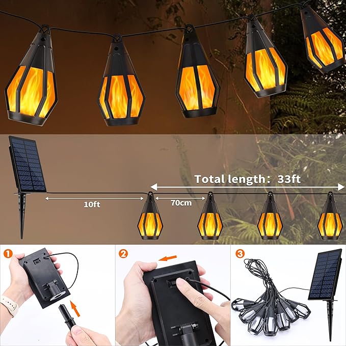 Solar String Lights for Outside, 33Ft Solar Patio Light - Image 3