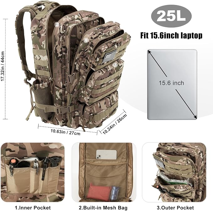 Military Tactical Backpack 25L Day Backpack - Image 5