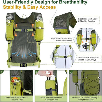 BECOJADDE Hiking Backpack 20L Small Backpack Packable Day pack Water Resistant - Image 2