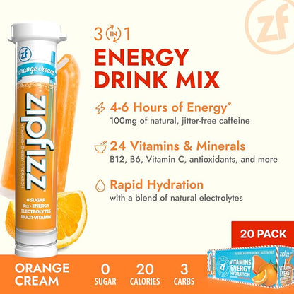 Zipfizz Daily Energy Drink Powder, 20 Pack | 3-in-1 Sustained Energy, Rapid - Image 2
