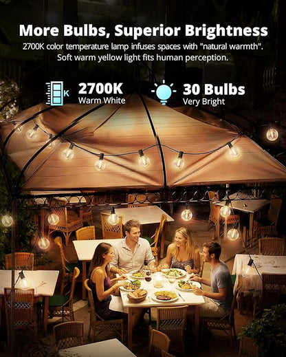VIPAR Outdoor String Lights, 60FT 32 G40 Bulbs Patio Lights Outdoor Waterproof - Image 4