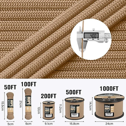 Paracord Rope 550 lb - 100ft 5/32" Parachute Cord 4MM 7-Strand para Cord - - Image 5