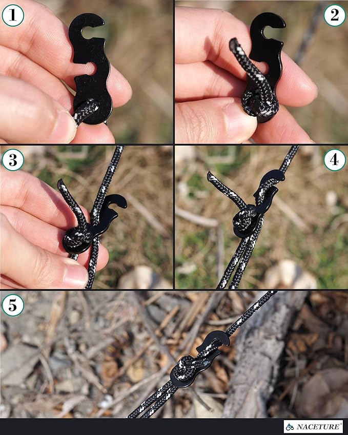 Rope Tensioner Aluminum Alloy Camping Tent Guyline Cord Adjuster Camping of Gear - Image 3