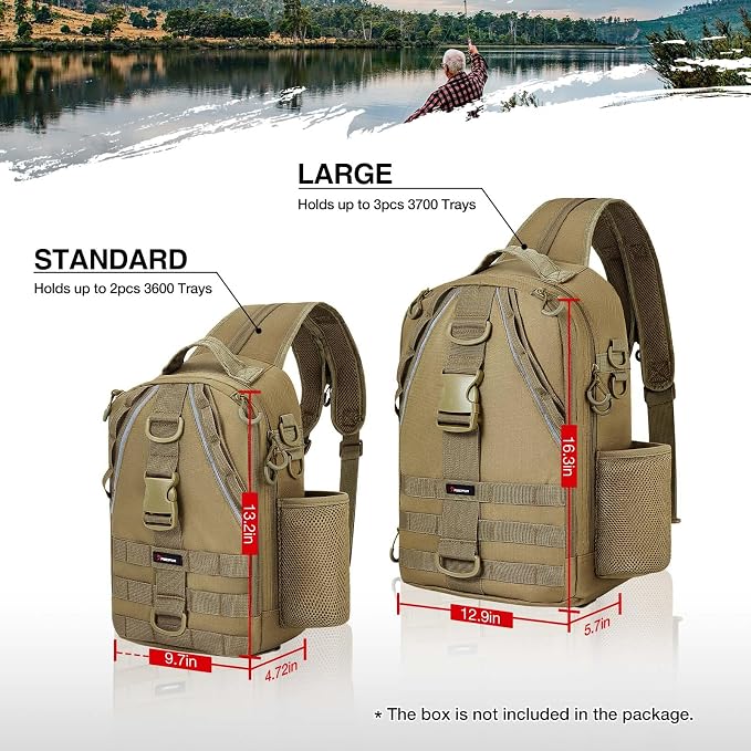 Piscifun Fishing Backpack with Rod Holder, Lightweight Sling Bag Storge Gear - Image 7