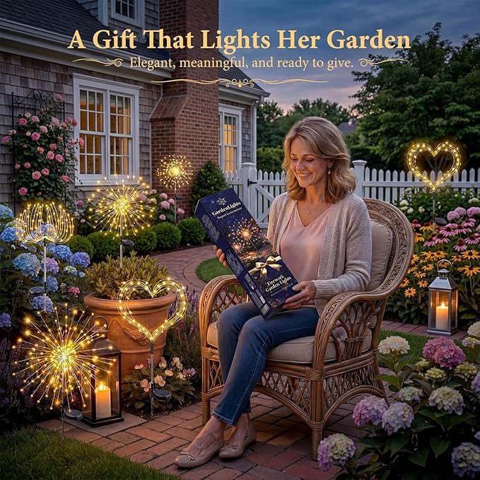 Solar Firework Lights, 10 Pack 120 LEDs 8 Lighting Modes Twinkle Solar Garden - Image 2