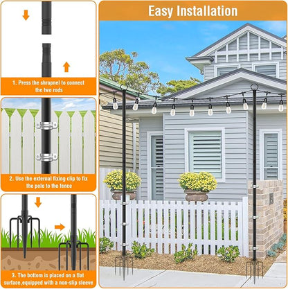 AILBTON 2 Pack 10Ft String Light Poles, Light Poles - Image 4