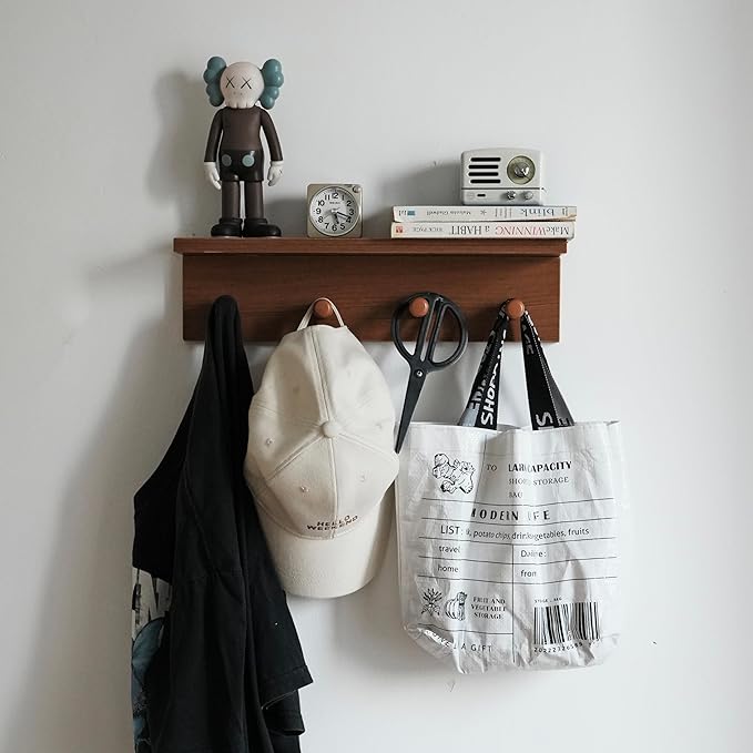 Entrance Coat Rack ，Coat Hooks, Wall-Mounted Wooden Hook Rack, Wall-Mounted - Image 3