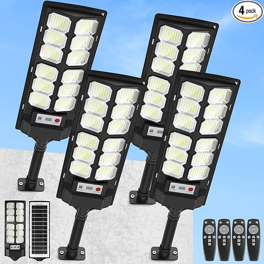4-Pack Solar Street Lights Outdoor, 13000LM 6500K Waterproof LED Solar Flood by IlluminateYourWorld
