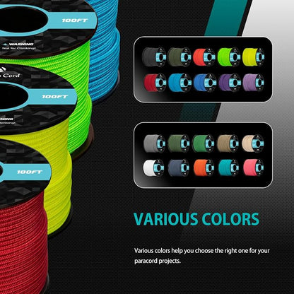 Abma Cord 2.4mm Paracord 275 100ft Nylon Rope 4 Strands Tactical Parachute Cord - Image 5