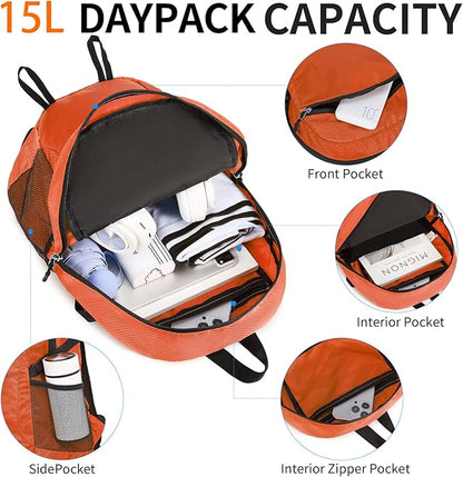 Small Hiking Backpack 15L Travel Lightweight Hiking Packable Daypack - Image 4