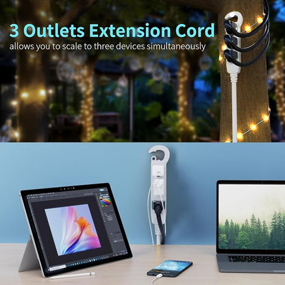 16/3 15 Ft 3 Outlet Extension Cord Outdoor Waterproof, 3 Prong - Image 7