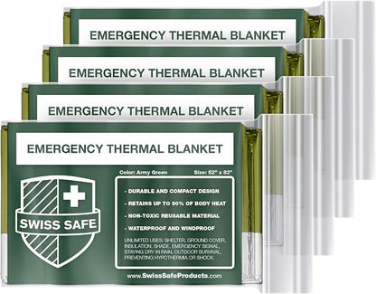 Swiss Safe 4 Pack Mylar Emergency Blankets by SwissSafe