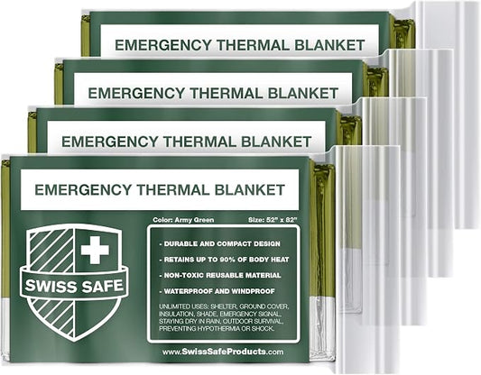 Swiss Safe 4 Pack Mylar Emergency Blankets by SwissSafe