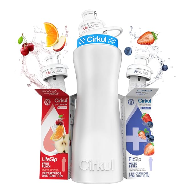 Cirkul 22oz. White Stainless Steel Water Bottle Starter Kit by Cirkul