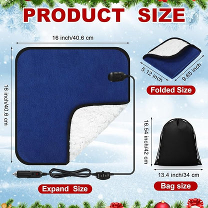 Tuanse 16 x 16 Inches Car Electric Blanket 12 Volt Heated Car Blanket - Image 2