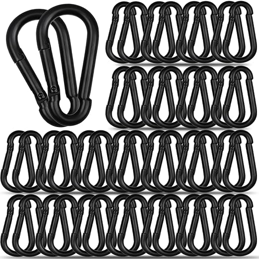50 PCS 3'' Spring Snap Hook Carabiner, M8 5/16 Inch Galvanized Black Steel by HANDRERLEE