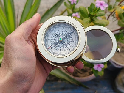Vintage Brass Compass with Wooden Box – Antique Navigation Compass - Image 8